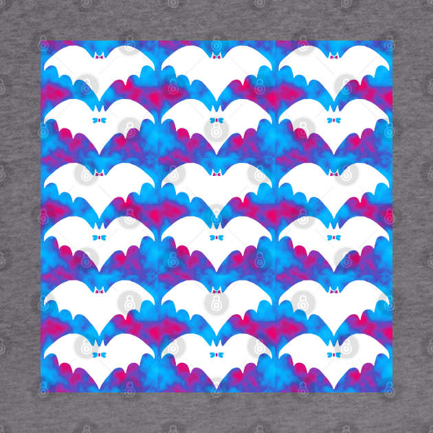 White Bats And Bows Blue Pink by BlakCircleGirl